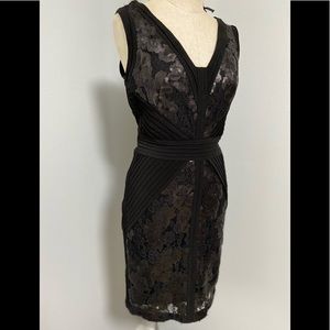 Calvin Klein sequin lace black stretch cocktail dress size 4